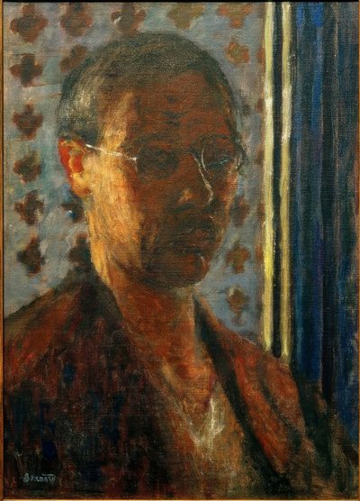 Autorretrato a contraluz, papel de flores de Pierre Bonnard