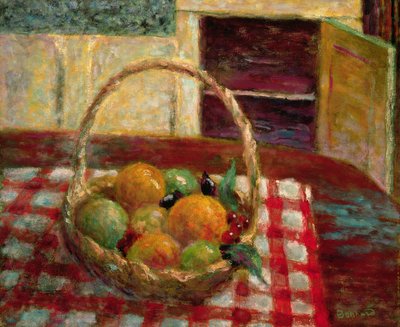 Cesta de frutas en una mesa de Pierre Bonnard