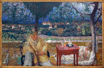 En el jardín (conversación en Provenza). Con retratos de Jozef Pankiewicz (1866-1940, pintor polaco) y Marthe de Meligny (nacida Maria Boursin) de Pierre Bonnard