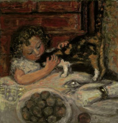 Niña pequeña con gato de Pierre Bonnard
