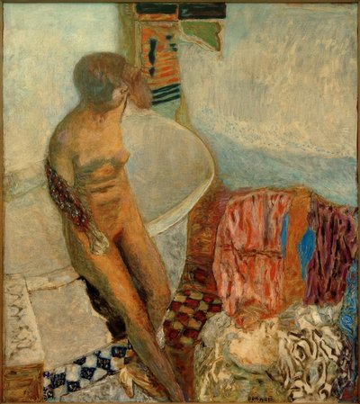 Desnudo en la bañera (Salida del baño) de Pierre Bonnard