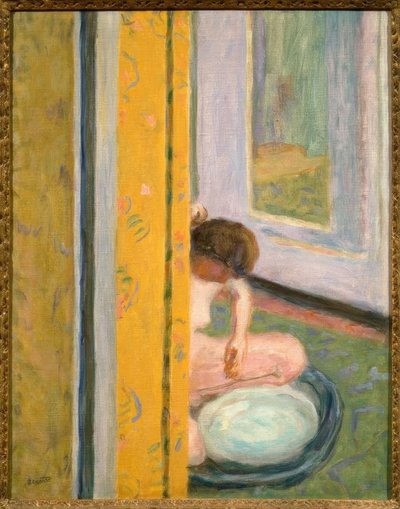 Desnudo con cortina amarilla de Pierre Bonnard