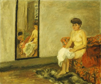 Desnudo sentado en una silla roja de Pierre Bonnard