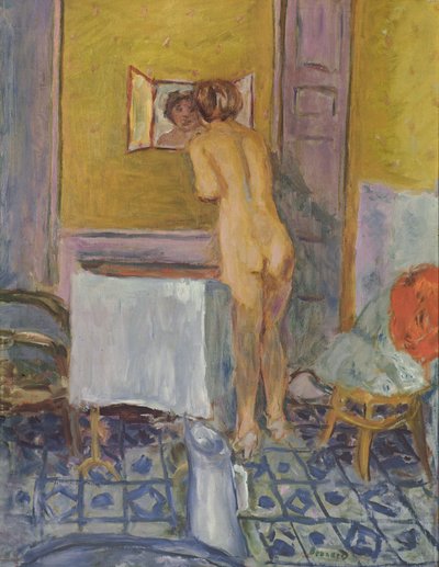 Desnudo con tela roja (Desnudo en su tocador) de Pierre Bonnard