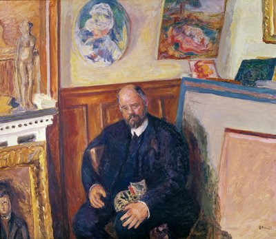 Retrato de Ambroise Vollard (1868-1939) con su gato, c.1924 de Pierre Bonnard