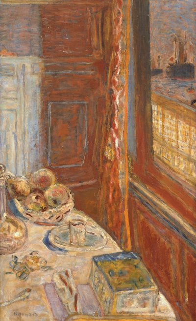 Naturaleza muerta con barcos vistos a través de la ventana, c.1906 de Pierre Bonnard