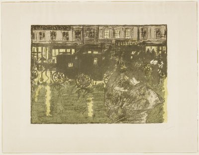 Calle de noche bajo la lluvia, c. 1896-1897 (publicado 1899) de Pierre Bonnard