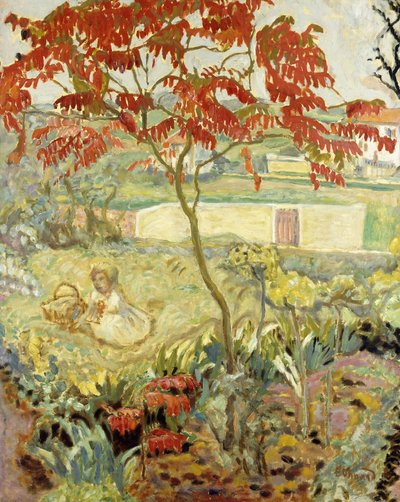 El jardín y el árbol rojo, c.1909 de Pierre Bonnard