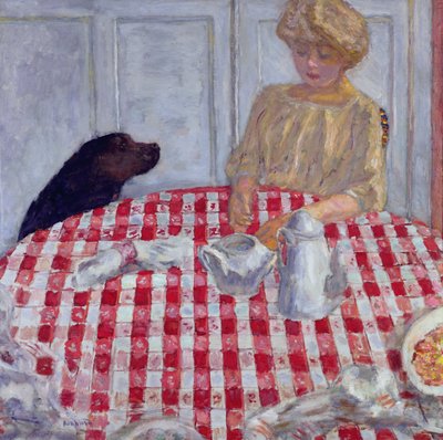 El mantel a cuadros rojos, o La cena de los perros, 1910 de Pierre Bonnard