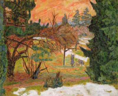 El tendedero en el parque de le Grand-Lemps, c.1917 de Pierre Bonnard