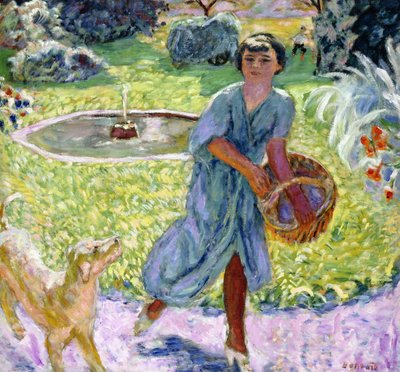 La joven o Joven jugando con un perro de Pierre Bonnard