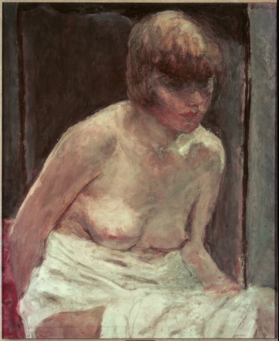 Torso de joven mujer con bata blanca de Pierre Bonnard