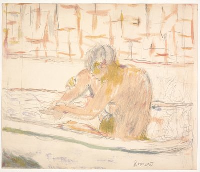 Mujer sentada en su baño de Pierre Bonnard