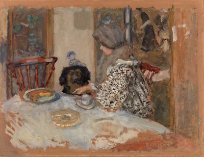 Mujer con perro o Mujer y perro en la mesa de Pierre Bonnard
