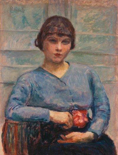 Joven niña en azul con una rosa, c.1916 de Pierre Bonnard