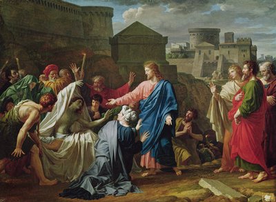 Jesús resucitando al hijo de la viuda de Naim (óleo sobre lienzo) de Pierre Bouillon