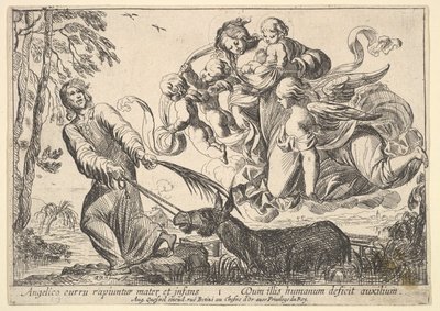 Ángeles Elevando a la Virgen y el Niño, 1610-42 de Pierre Brebiette