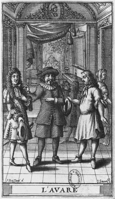 Molière como Harpagon, ilustración de portada de 