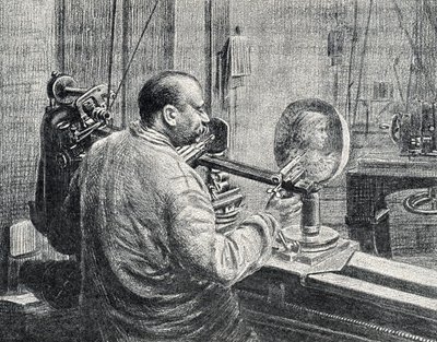 Un medallista utilizando una especie de fresadora pantógrafo Grabado de "Excursion a travers les metiers" de Pierre Calmette Colección particular de Pierre Calmettes