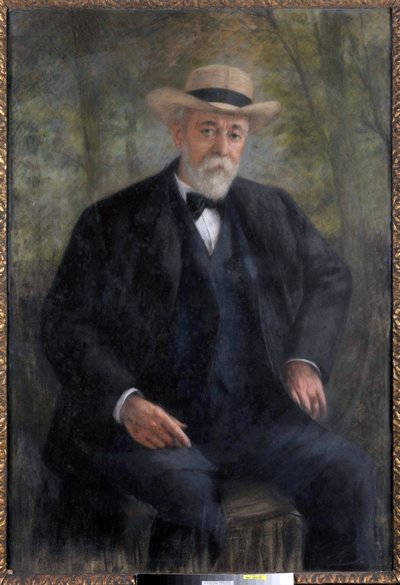 Retrato del presidente del consejo Henri Brisson (1835-1912) en su jardín en Montmorency de Pierre Carrier Belleuse