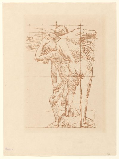 Estudio de dos hombres desnudos con un manojo de paja de Pierre Cécile Puvis de Chavannes