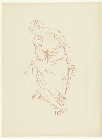 Zittende half naakte vrouw Estudio de una mujer desnuda sentada medio cubierta Estudiar El juicio (título de la serie) de Pierre Cécile Puvis de Chavannes