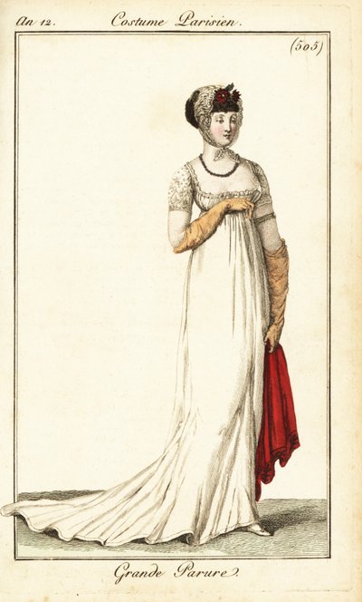Mujer en traje de etiqueta dibujada en la Ópera, París de Pierre Charles Baquoy