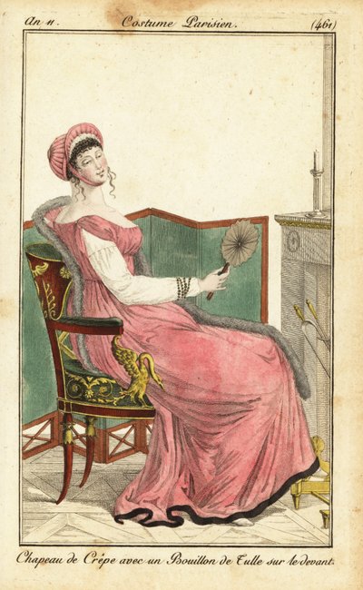Mujer sentada en una silla Imperio en un salón, París de Pierre Charles Baquoy