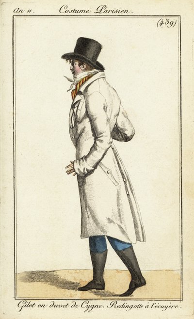 Joven dandy con abrigo de jinete, chaleco de cisne de Pierre Charles Baquoy