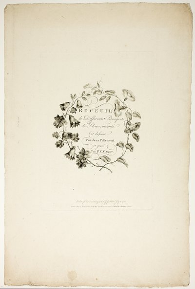 Portada de la Colección de ramos de flores, inventada y dibujada por Jean Pillement y grabada por P. C. Canot de Pierre Charles Canot