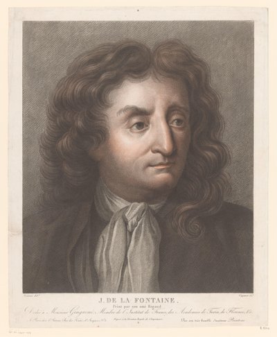 Retrato de Jean de La Fontaine J. de la Fontaine. (título en el objeto) de Pierre Charles Coqueret