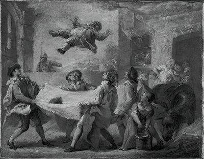 Sancho Panza siendo lanzado en una manta, 1723-1724 de Pierre Charles Tremolieres