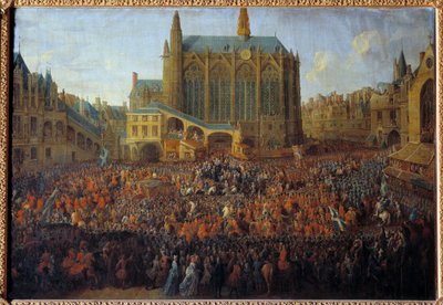 Salida de Luis XV después del lecho de justicia rompiendo el testamento de Luis XIV, celebrado en la Gran Cámara del Parlamento de París de Pierre Denis Martin