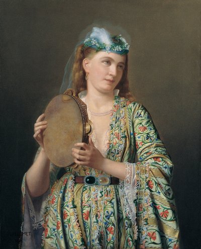 Retrato de una dama de la corte tocando el tamboril, segunda mitad del siglo XIX de Pierre Désiré Guillemet