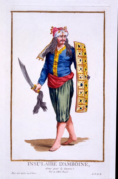 Nativo de la isla de Amboine, armado para la guerra, de 