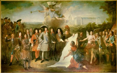 Presentación del plano de la Casa Real de los Inválidos a Luis XIV por el marqués de Louvois (1639-1691) Entre los presentes se encuentran Henri de la Tour d