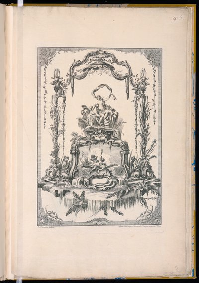 Panel de Ornamento con un Doble Cartucho Mostrando a Venus o Tetis con Sus Ninfas y una Fuente de Pierre Edme Babel