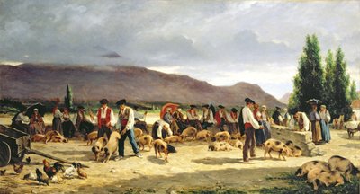El mercado de cerdos, 1875 de Pierre Edmond Alexandre Hedouin