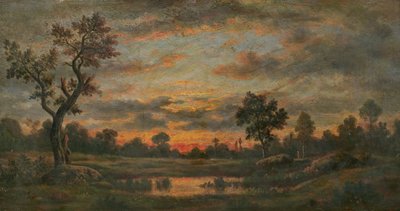Paisaje al atardecer de Pierre Etienne Theodore Rousseau