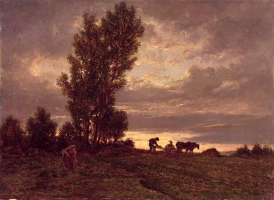 Paisaje con un labrador de Pierre Etienne Theodore Rousseau