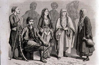 Vestimenta Anatolia en la década de 1860, grabado por Stephane Pannemaker de Pierre Eugene (after) Grandsire