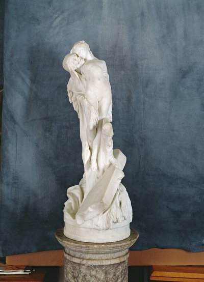 Figura de la Muerte abrazando a una mujer desnuda de Pierre Eugene Emile Hebert