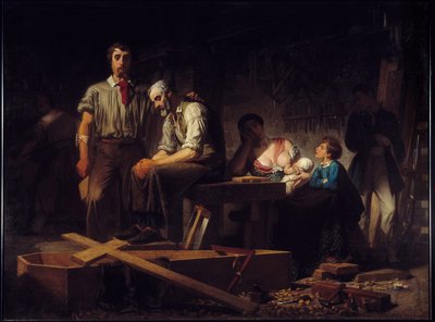 Revolución de 1848: "Primer trabajo después de la insurrección de febrero de 1848" Dolor de las familias de las víctimas que murieron en las jornadas de febrero de 1848. Pintura de Pierre Eugene Lacoste (1818-1908) 1850 Sol. 2,7x3,66 m Marsella, Museo de B de Pierre Eugène Lacoste