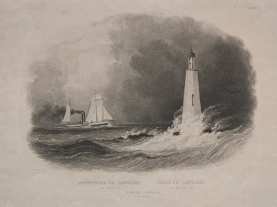 Faro en Cleveland, Ohio, en el Lago Erie de Pierre Eugène Aubert I