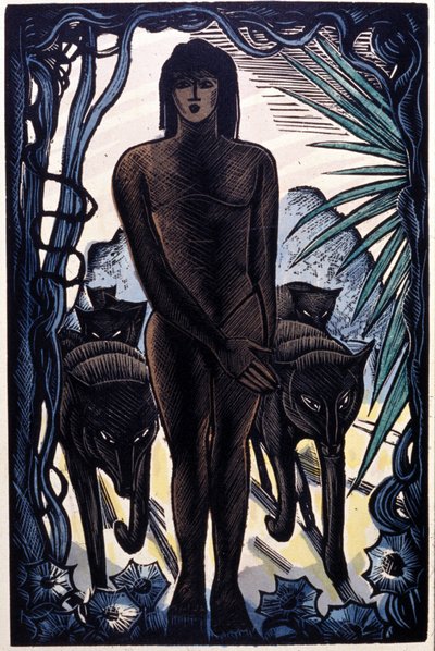 Mowgli y los lobos en la selva. Rudyard Kipling "El libro de la selva" de Pierre Falke