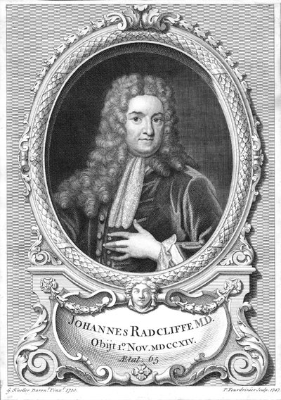 John Radcliffe, médico inglés, 1747 de Pierre Fourdrinier