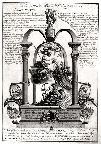 A la gloria del Muy Honorable Robert Walpole (1676-1745) 1er Conde de Orford de Pierre Fourdrinier