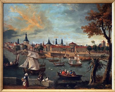El puerto de Libourne en el siglo XVIII. Obra de Pierre Fournier (1740-1793), óleo sobre papel maroufle sobre cartón. de Pierre Fournier