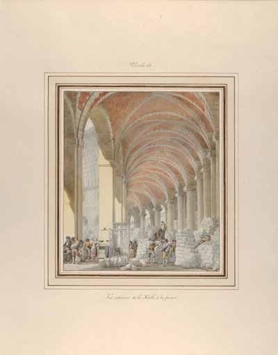 La Halle aux Blés, vista interior, ca. 1810 de Pierre Francois Leonard Fontaine