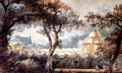 Capilla expiatoria de Luis XVI en París. acuarela, c.1830 de Pierre Francois Leonard Fontaine
